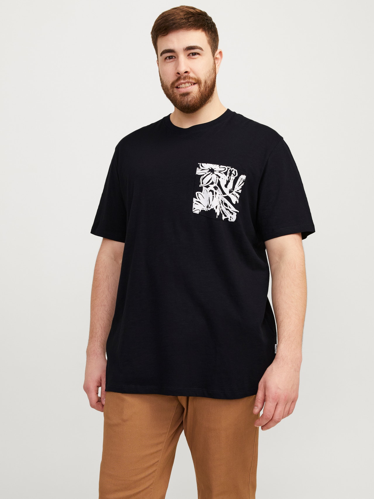 Jack & Jones Plus Size Tryck T-shirt -Black - 12257516
