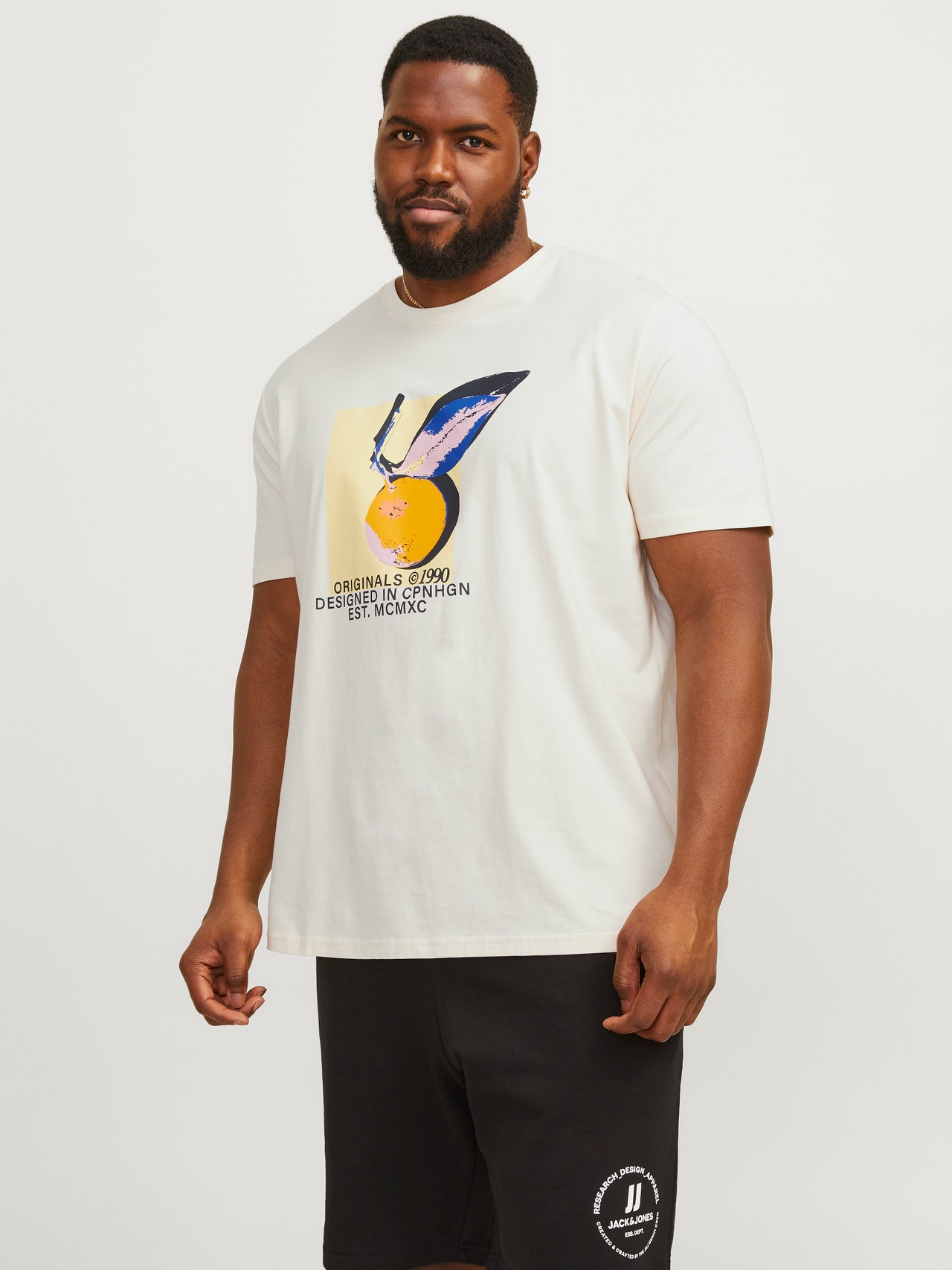 Jack & Jones Plus Size Gedruckt T-shirt -Buttercream - 12257560