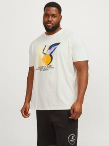 Jack & Jones Plus Size Printet T-shirt -Buttercream - 12257560