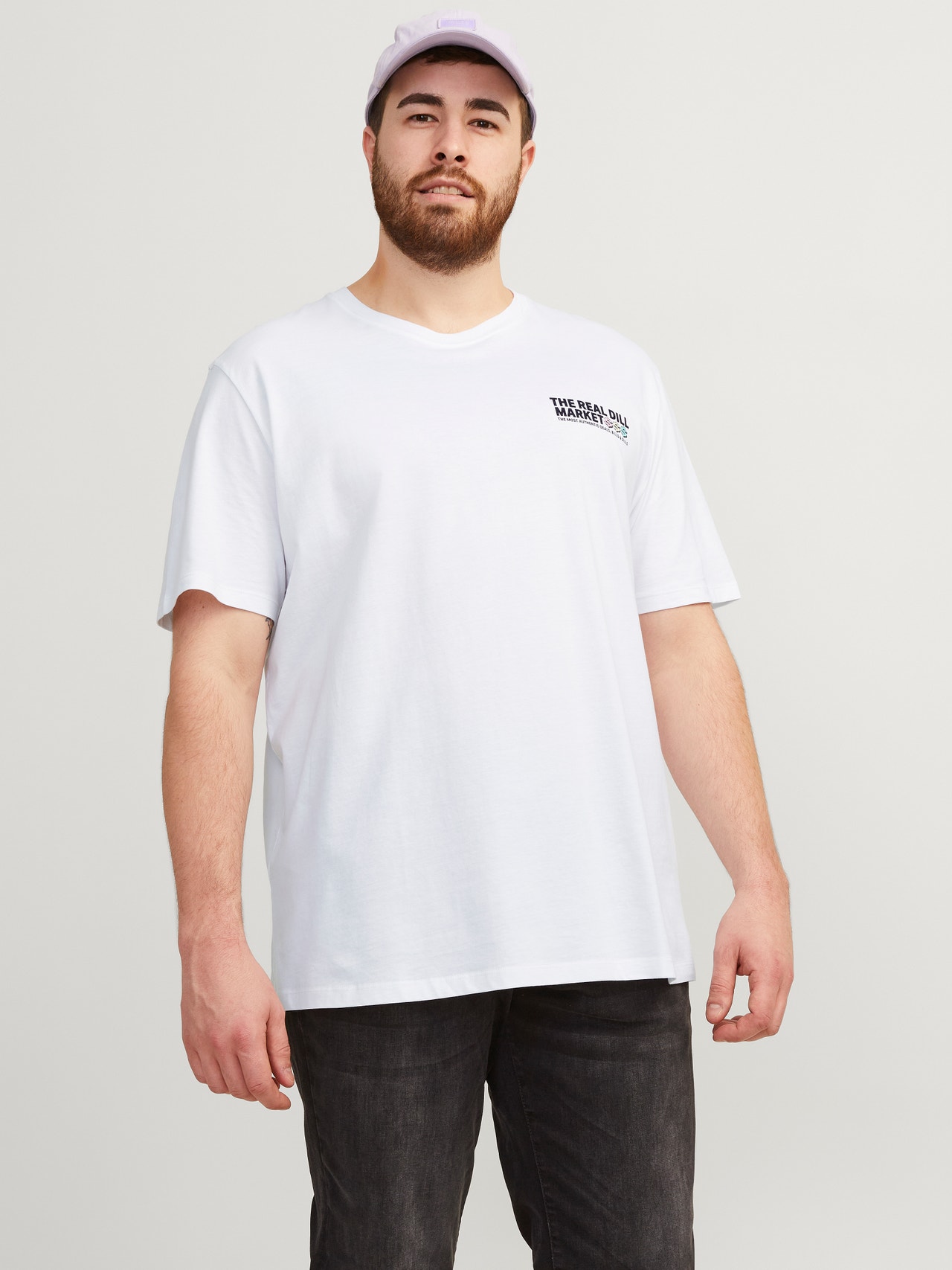 Jack & Jones Plus Size Nadruk T-shirt -Bright White - 12257565