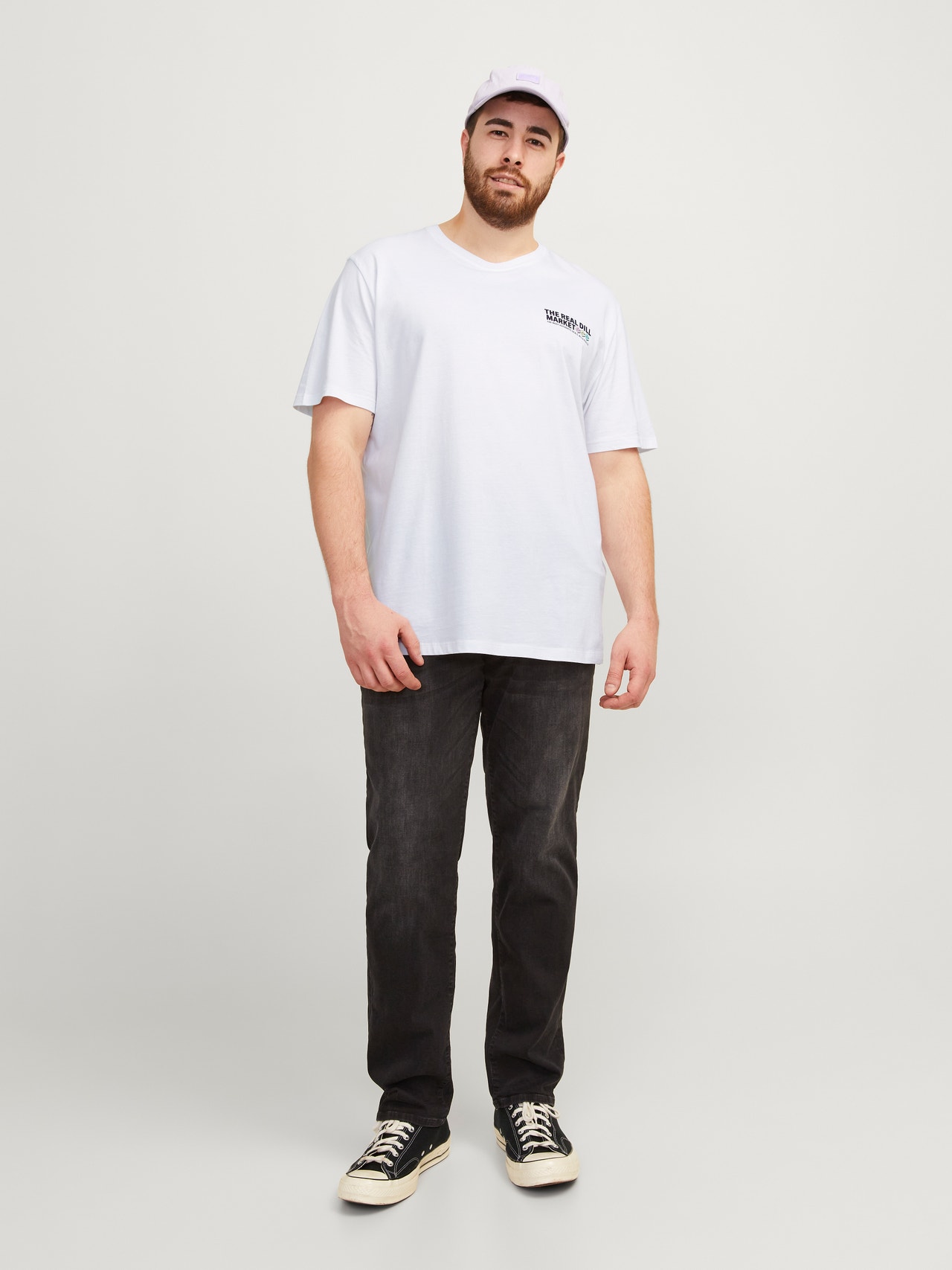 Jack & Jones Plus Size Nadruk T-shirt -Bright White - 12257565