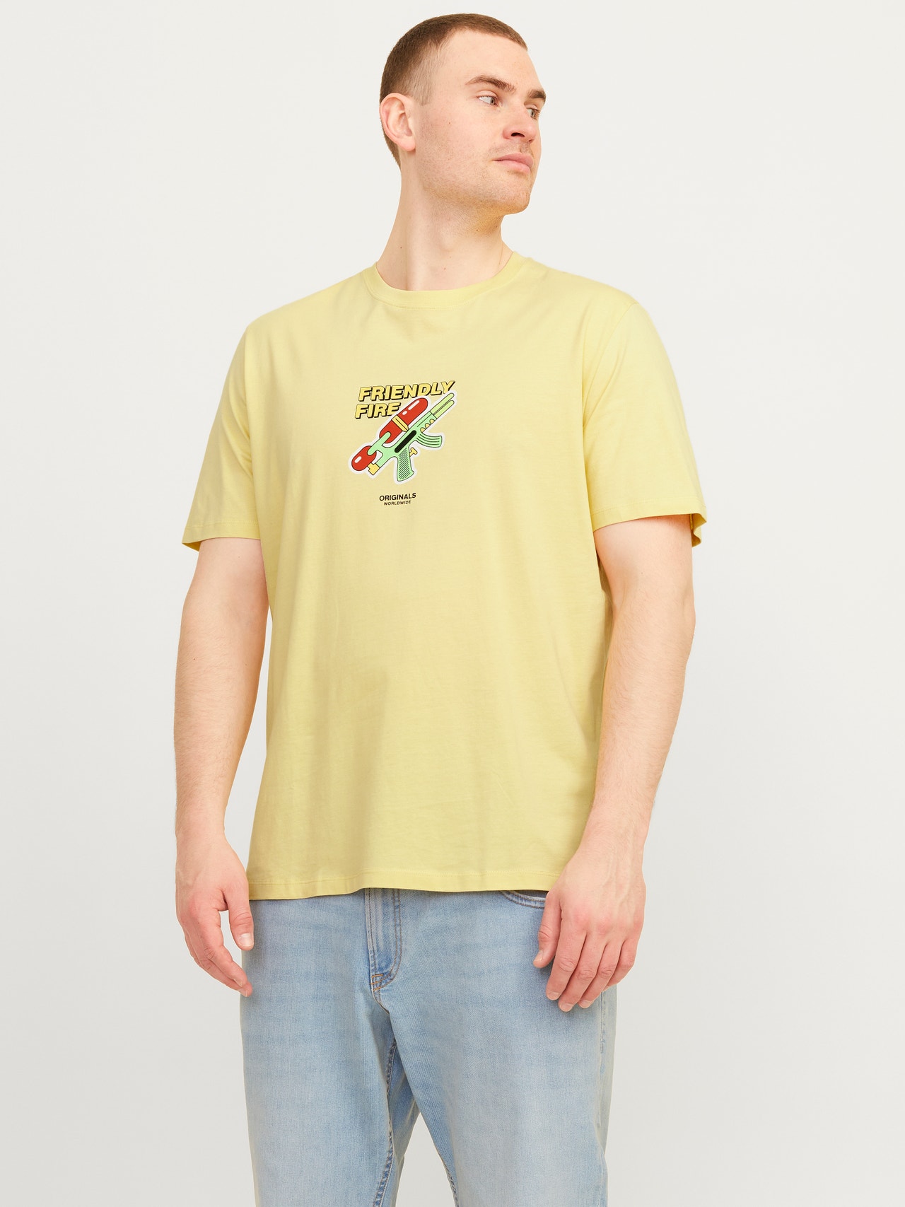 Jack & Jones Plus Size T-shirt Estampar -Italian Straw - 12257567