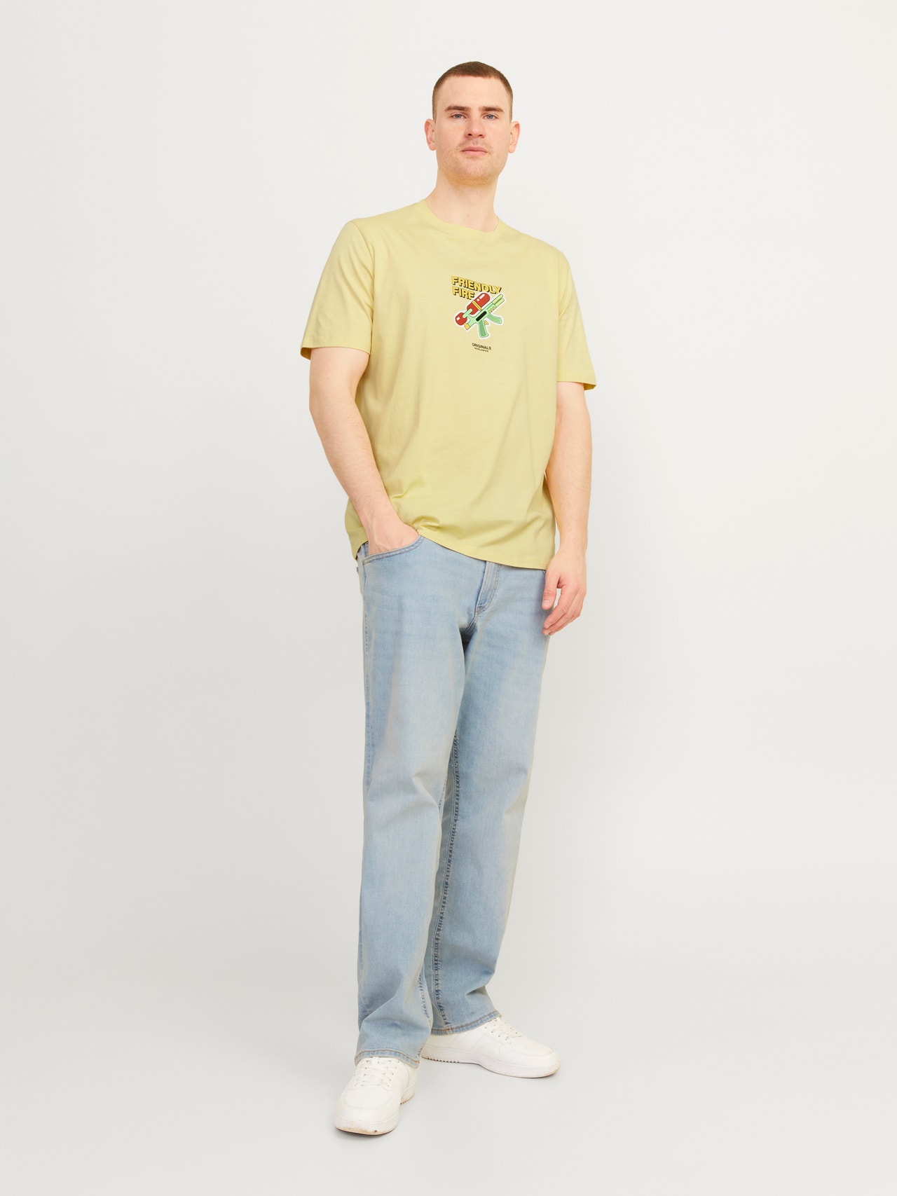 Jack & Jones Plus Size Printet T-shirt -Italian Straw - 12257567