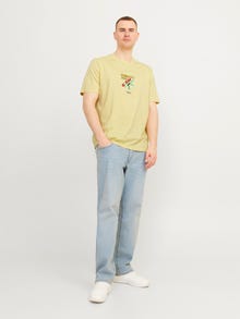 Jack & Jones Plus Size Trykk T-skjorte -Italian Straw - 12257567