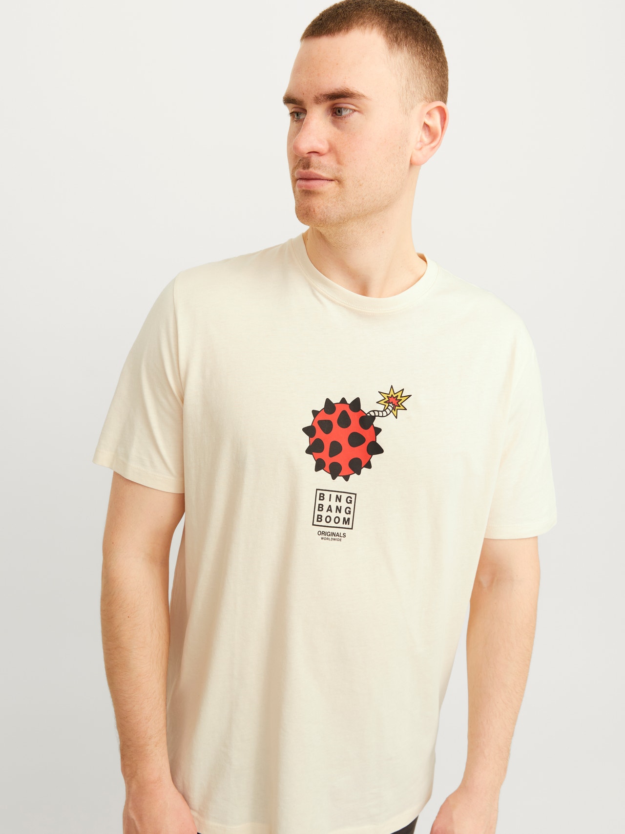 Jack & Jones Plus Size Gedruckt T-shirt -Buttercream - 12257567