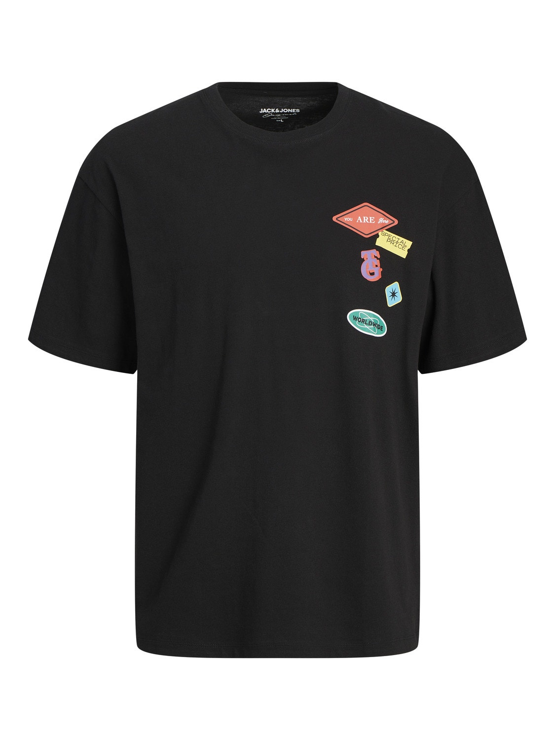Plus Size Printed T-shirt | Black | Jack & Jones®