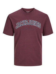 Jack & Jones Logo Crew neck T-shirt -Vineyard Wine  - 12257579