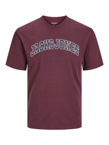 Jack & Jones Logo Kruhový výstřih Tričko -Vineyard Wine  - 12257579
