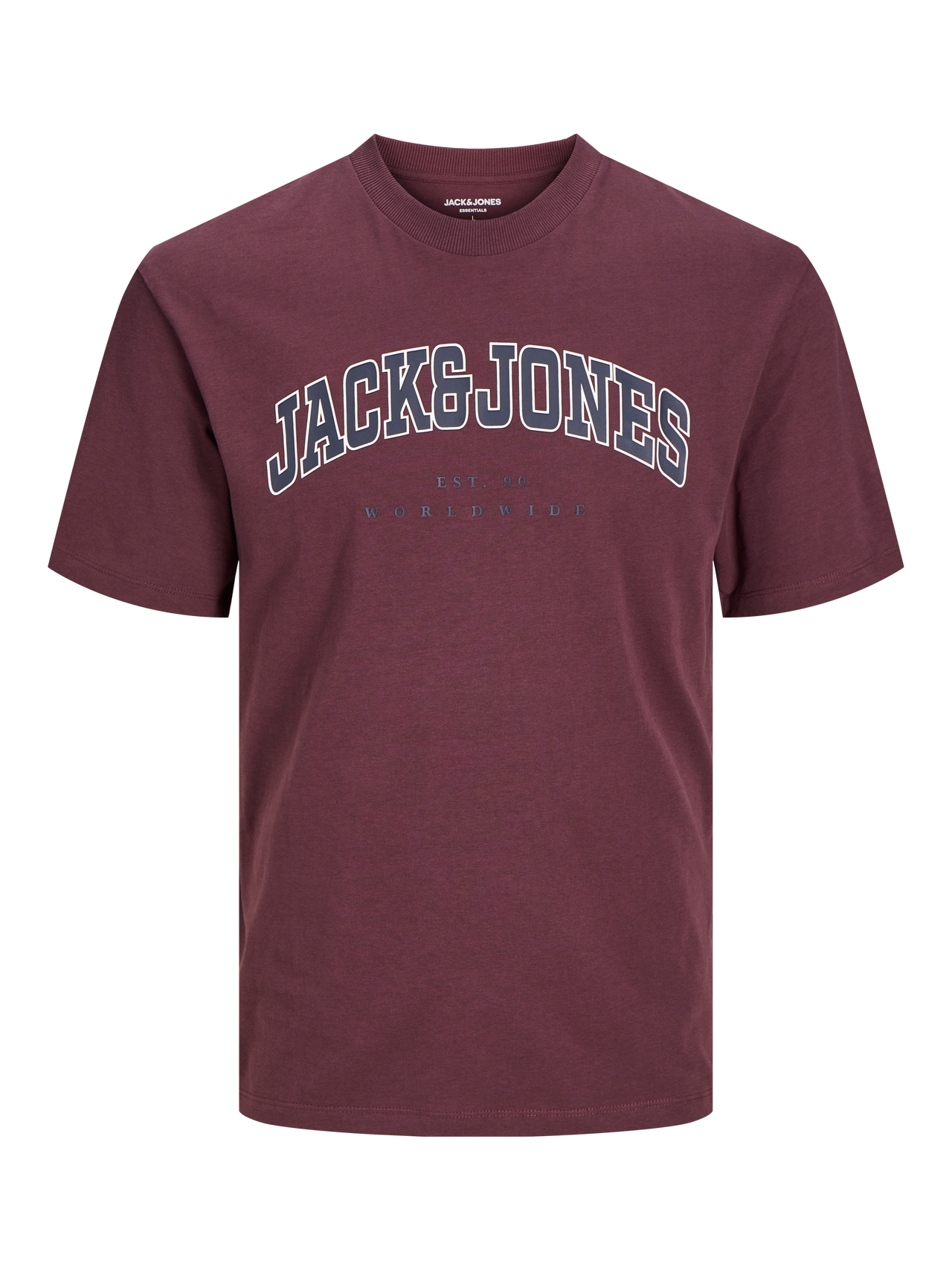 Jack & Jones Logo Ümmargune kaelus T-särk -Vineyard Wine  - 12257579