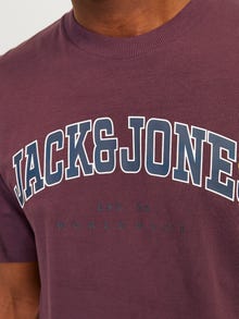 Jack & Jones Logo Pyöreä pääntie T-paita -Vineyard Wine  - 12257579