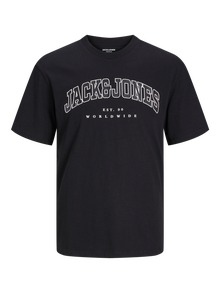 Jack & Jones Logotipas Apskritas kaklas Marškinėliai -Black - 12257579