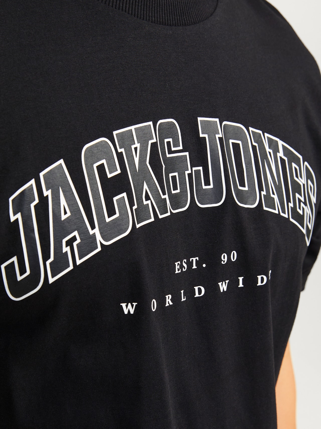 Jack & Jones Logo Kruhový výstřih Tričko -Black - 12257579