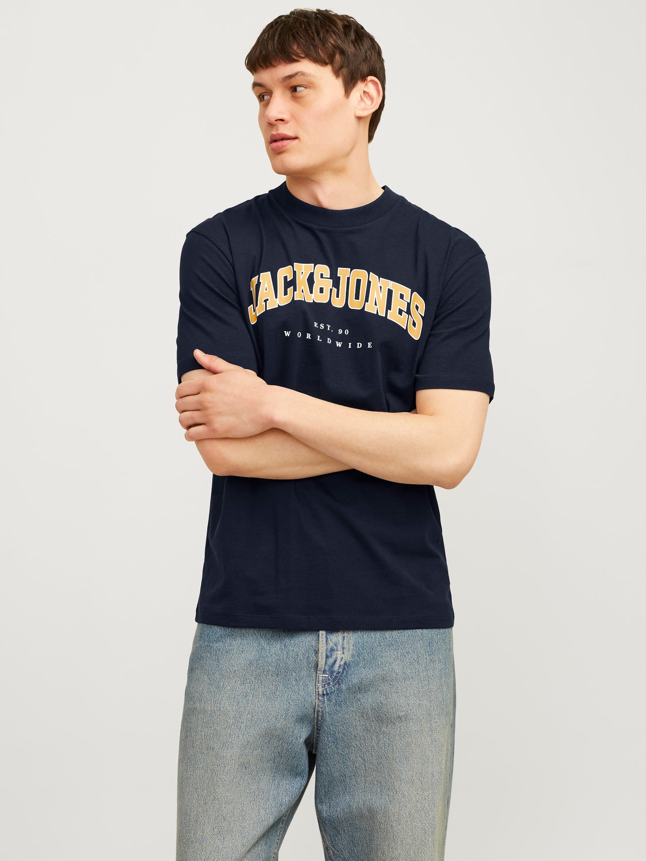 Jack & Jones Logo Rundhals T-shirt -Navy Blazer - 12257579