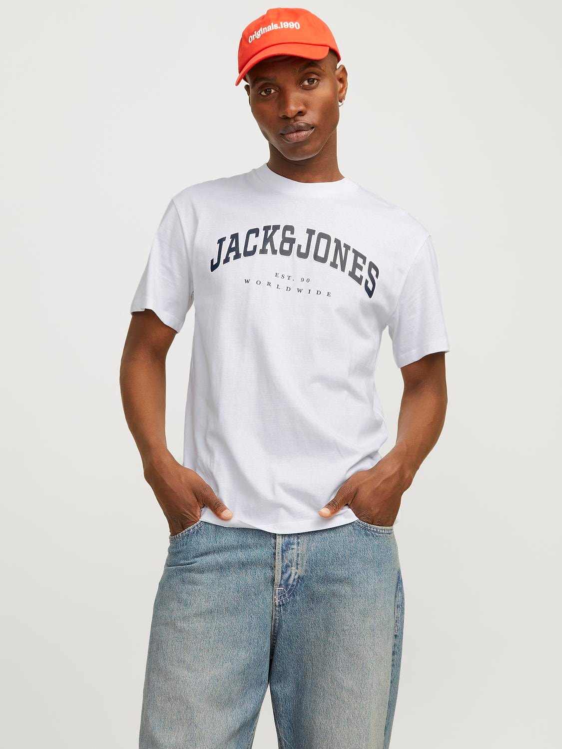 Jack & Jones Logó Környak Trikó -White - 12257579