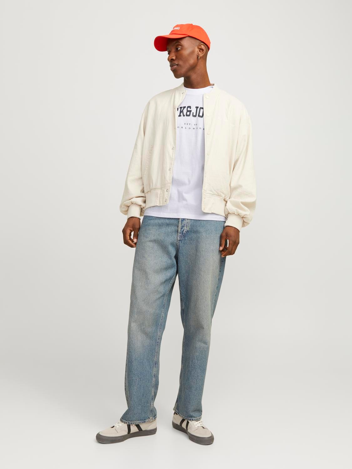 Jack & Jones Logo Ümmargune kaelus T-särk -White - 12257579