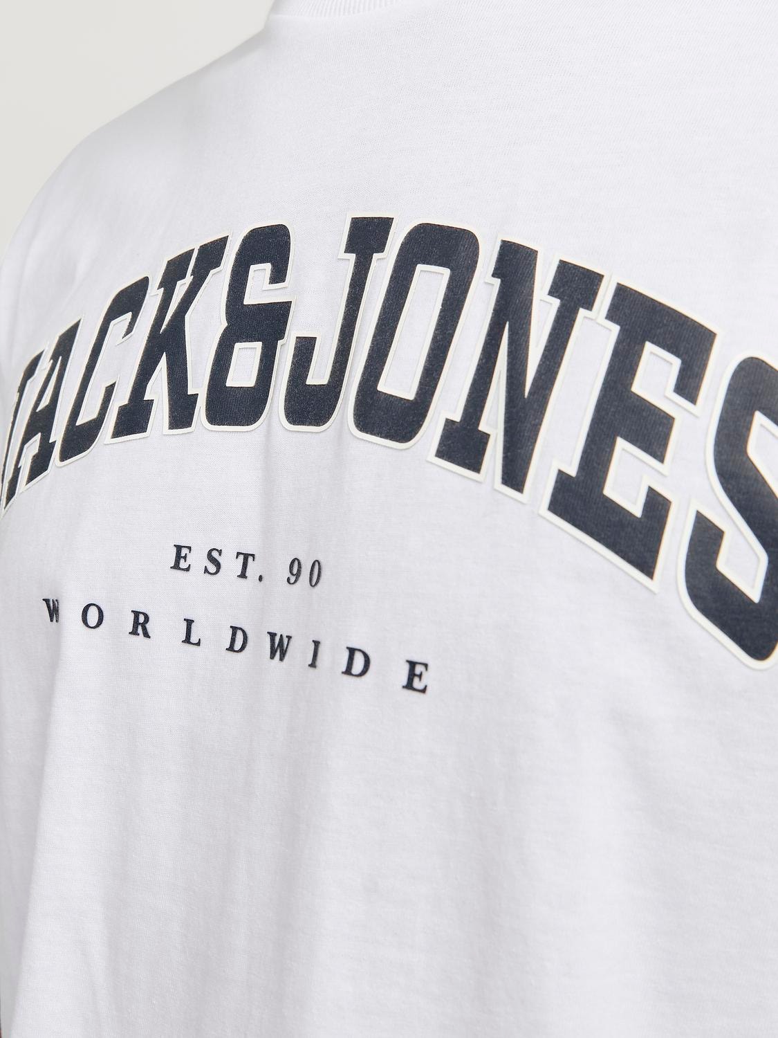 Jack & Jones Logo Kruhový výstřih Tričko -White - 12257579