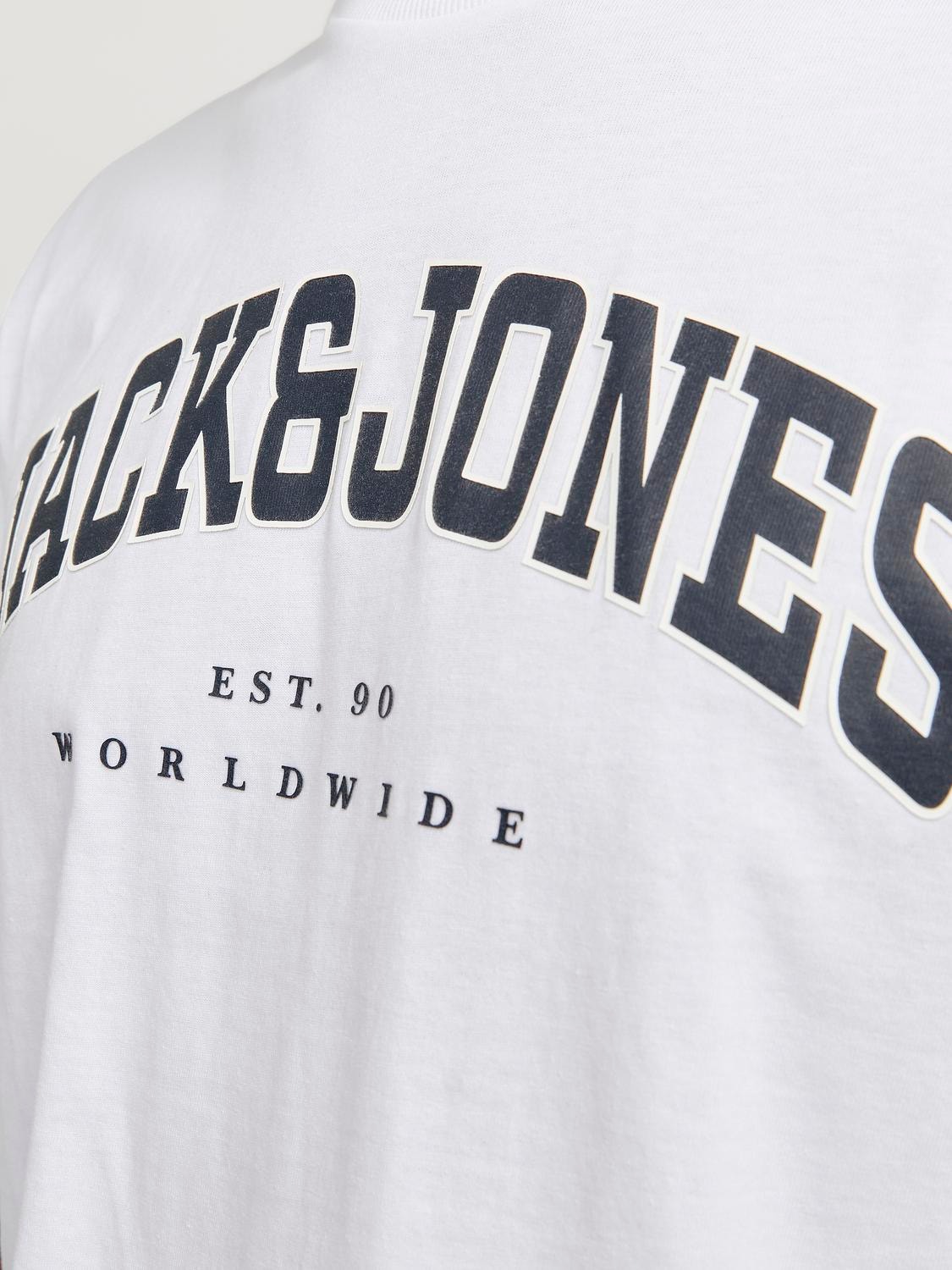 Jack & Jones Logotipas Apskritas kaklas Marškinėliai -White - 12257579