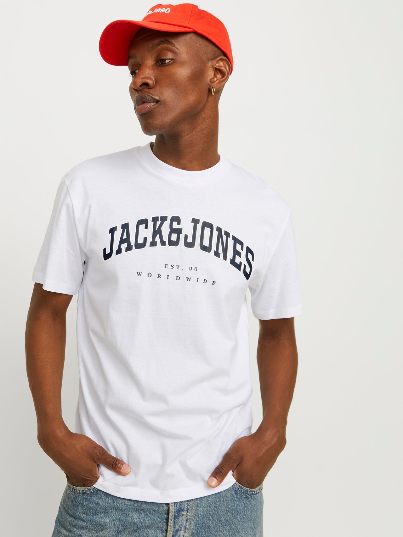 Jack & Jones Logo Kruhový výstřih Tričko -White - 12257579