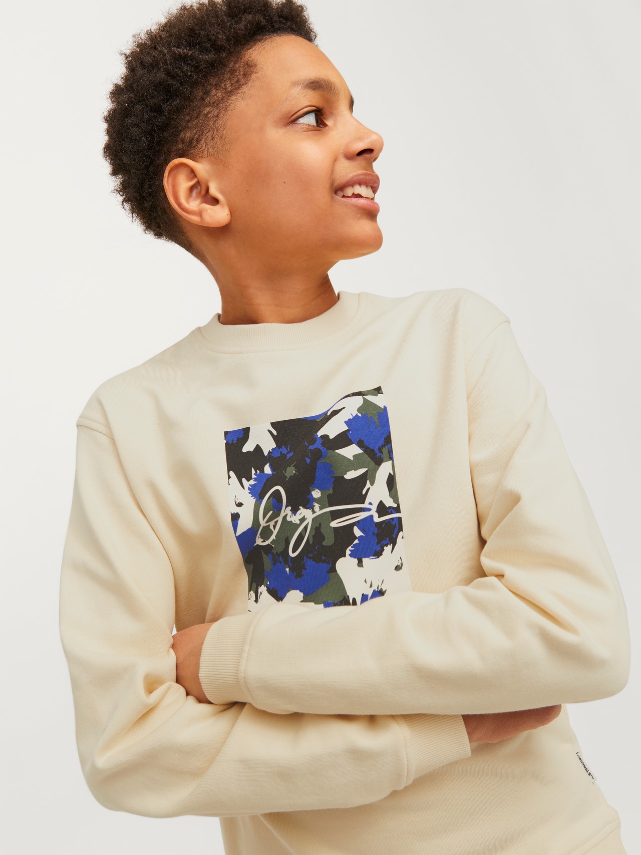 Jack & Jones Printed Crew neck Sweatshirt For boys -Buttercream - 12257604