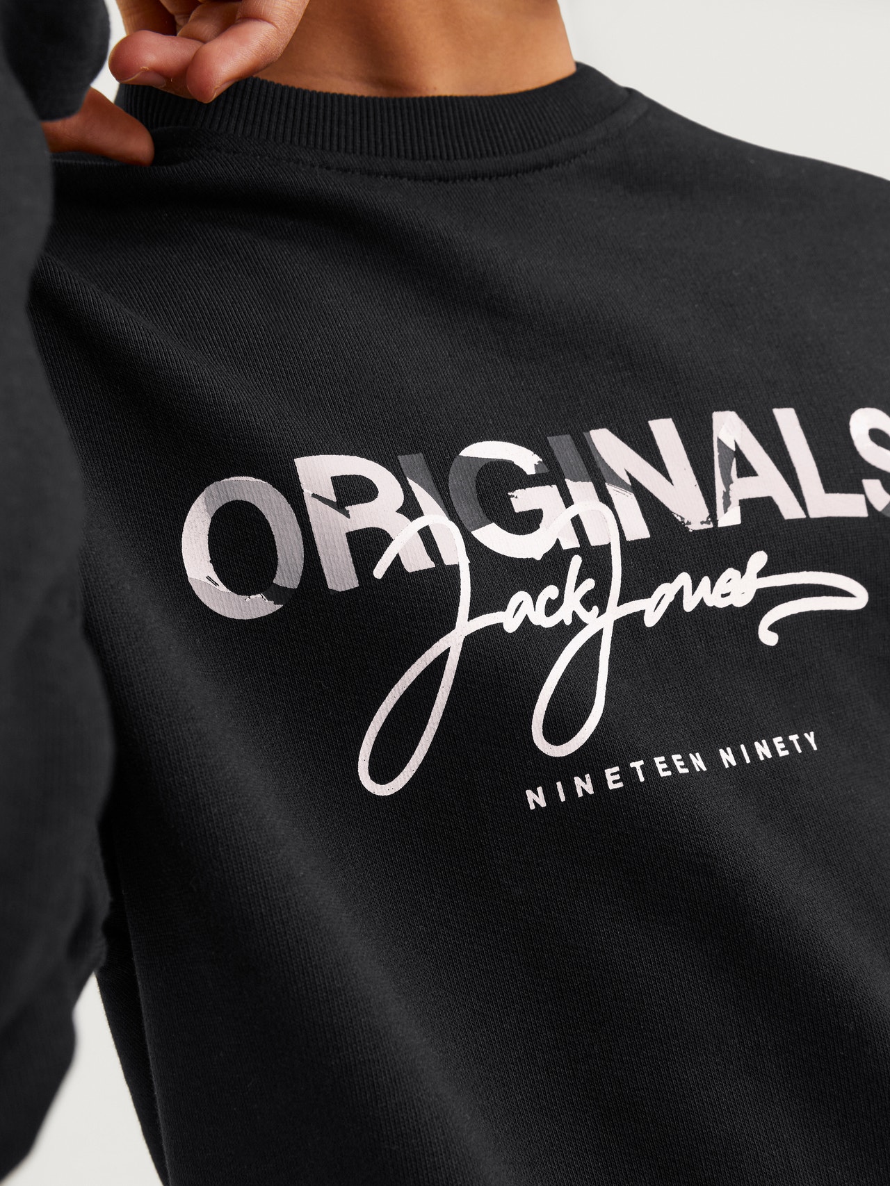 Jack & Jones Printet Sweatshirt med rund hals Til drenge -Black - 12257604