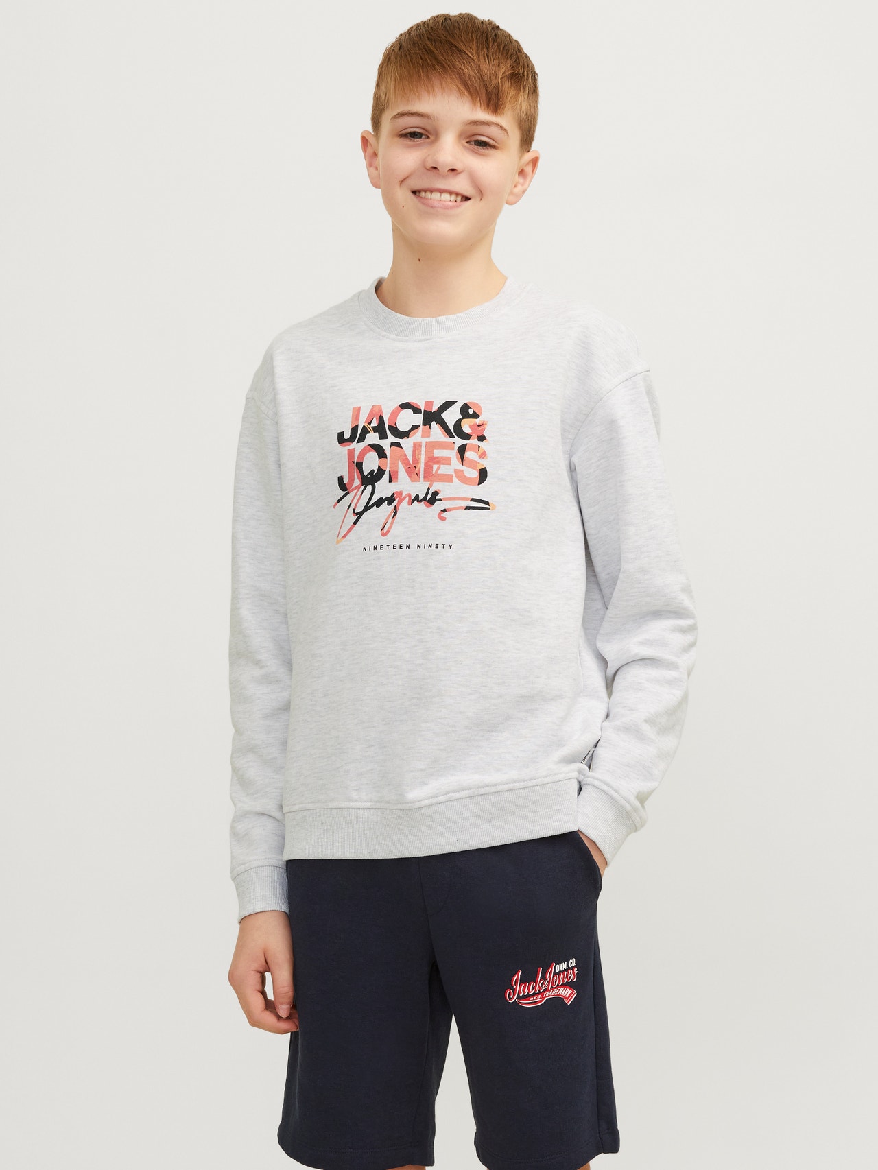 Jack & Jones Gedrukt Sweatshirt met ronde hals Voor jongens -Bright White - 12257604