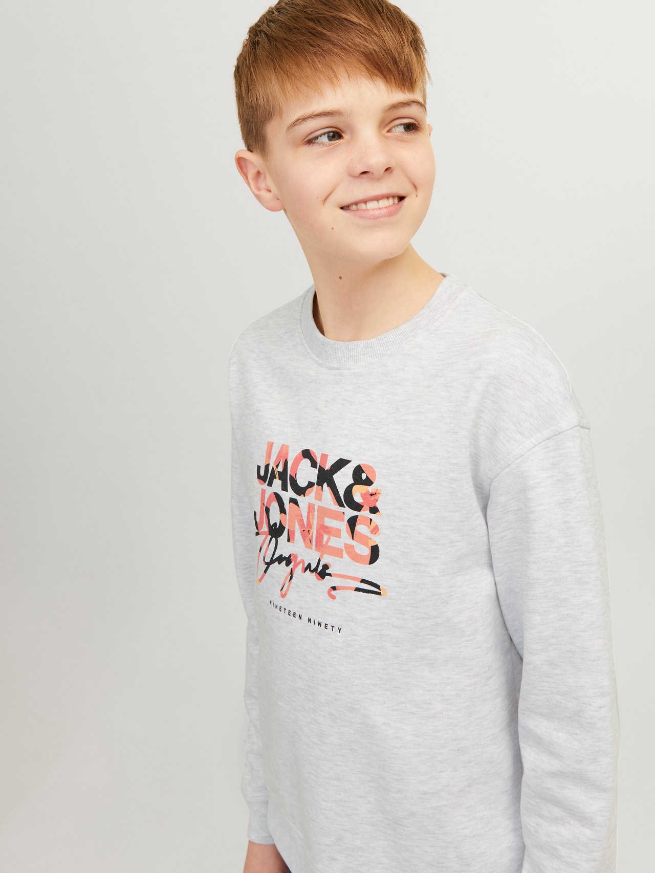 Jack & Jones Bedrukt Sweatshirt met ronde hals Voor jongens -Bright White - 12257604