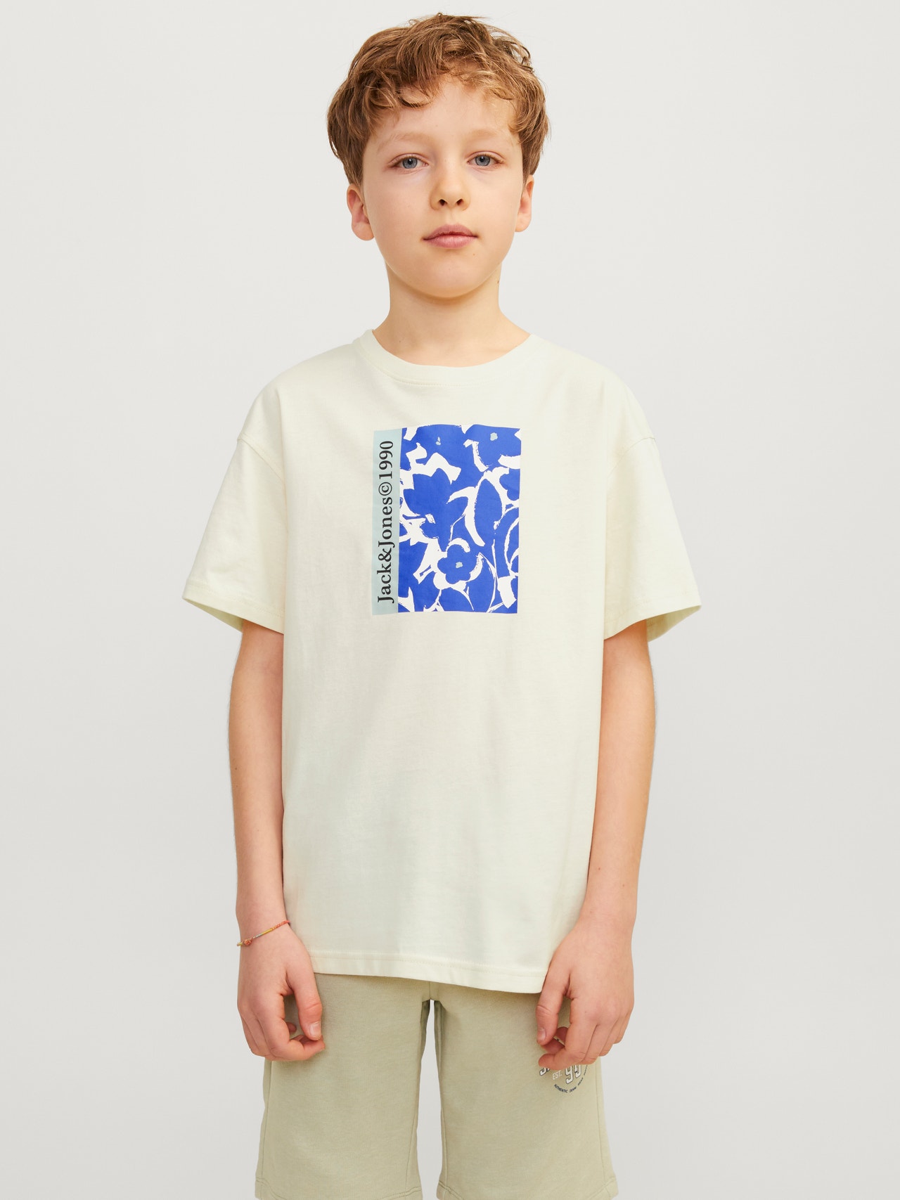 Jack & Jones T-shirt Estampar Para meninos -Buttercream - 12257641