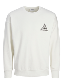 Jack & Jones Spausdintas raštas Apatinis prakaituojantis megztinis -Cloud Dancer - 12257735