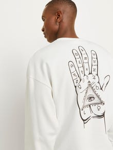 Jack & Jones Spausdintas raštas Apatinis prakaituojantis megztinis -Cloud Dancer - 12257735