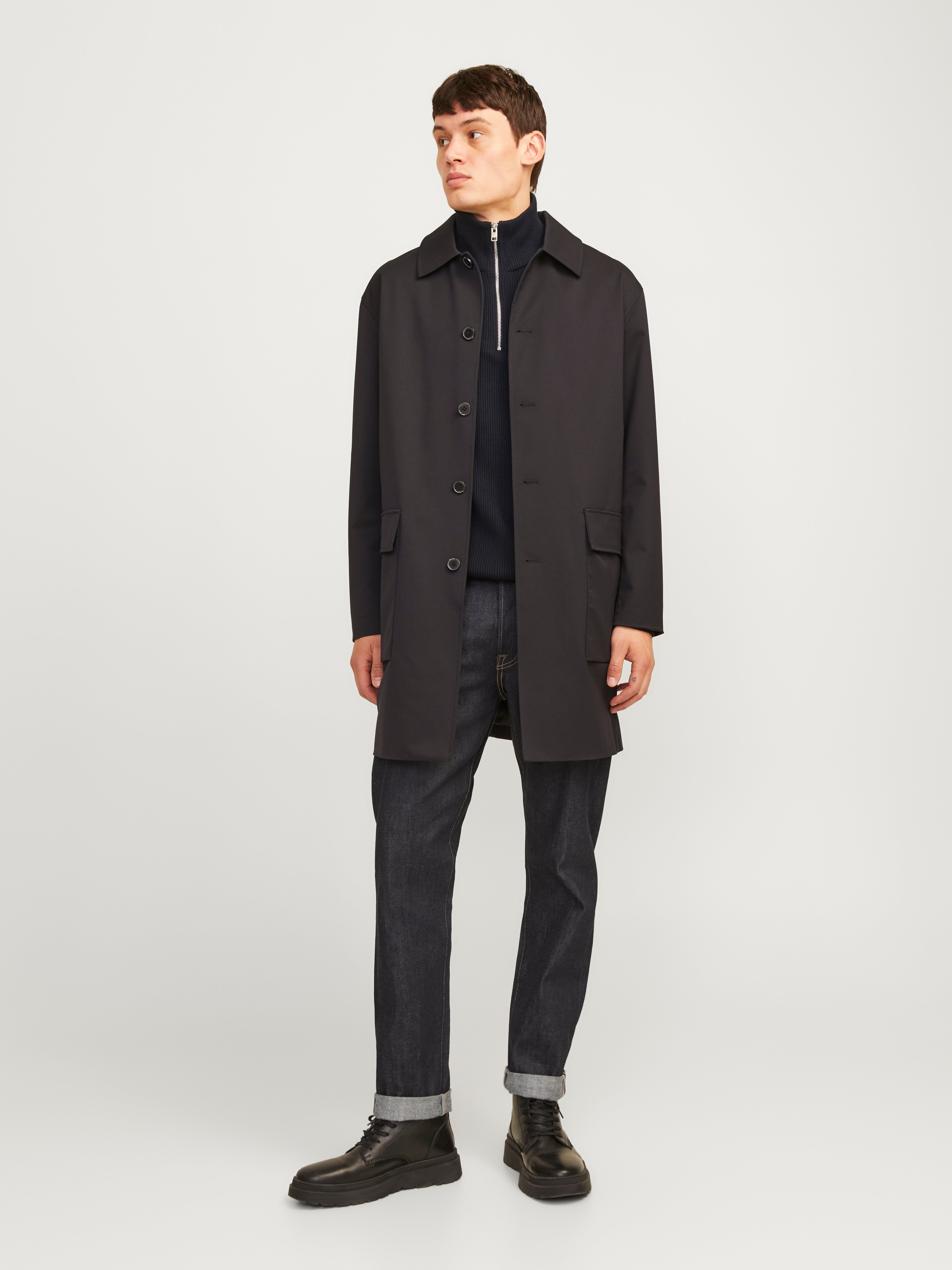 Thumbnail - Einfarbig Strickjacke Mit Viertelreißverschluss