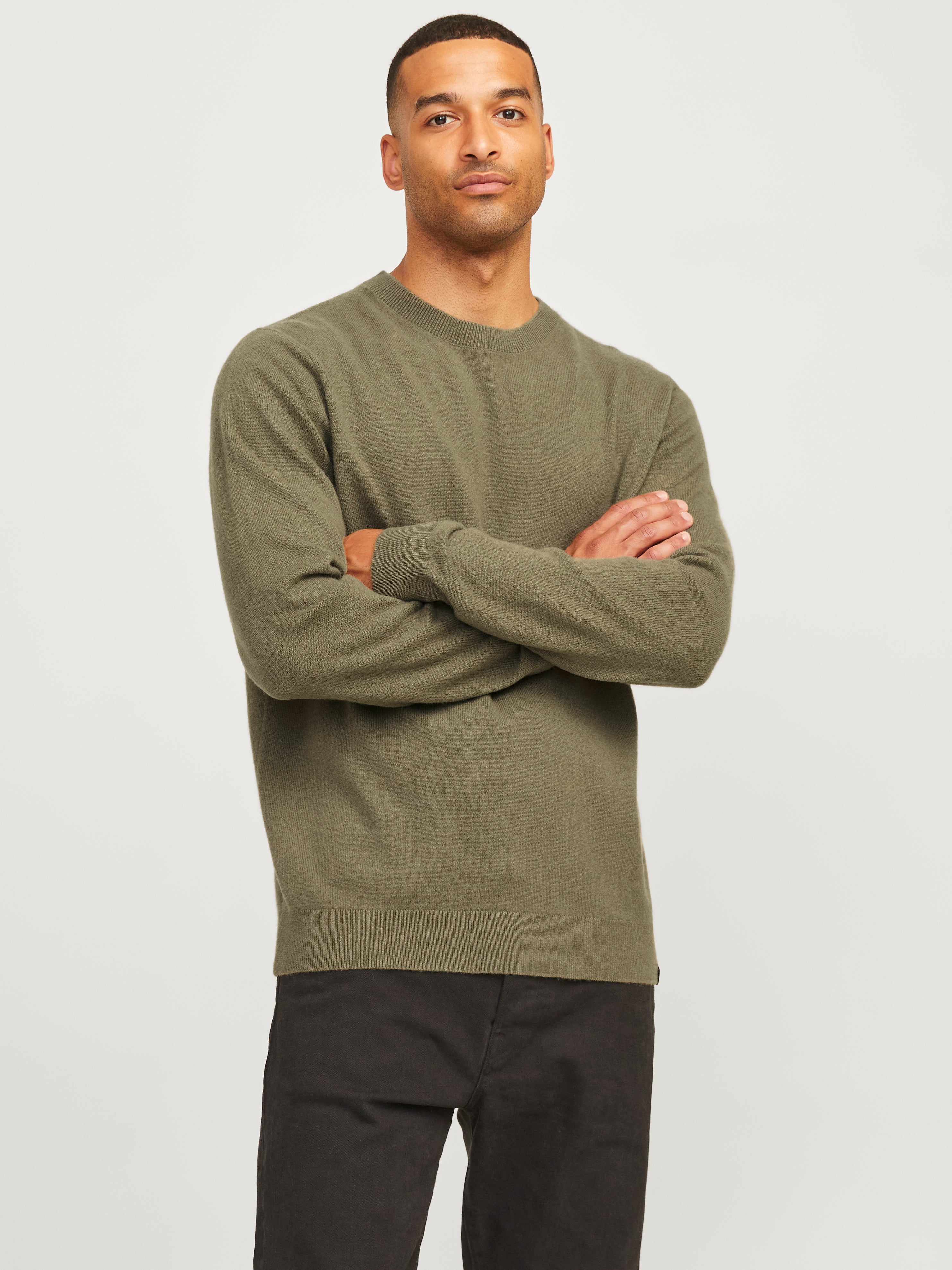 Einfarbig Strickpullover