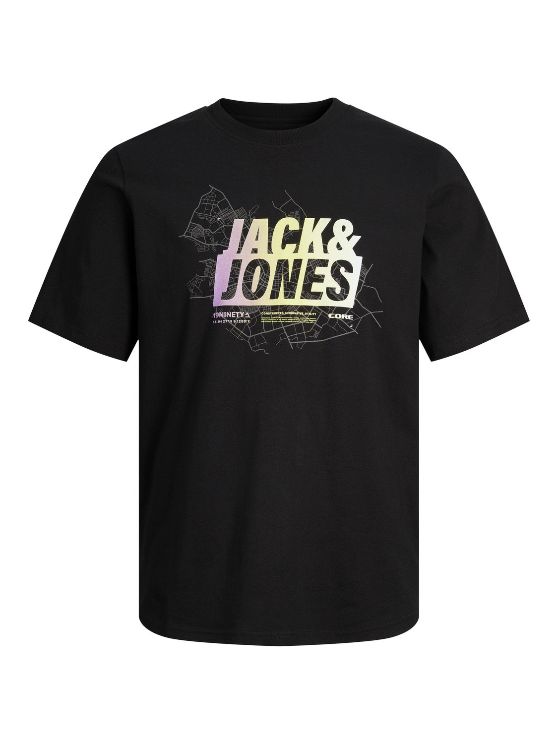 Jack & Jones Nyomott mintás Környak Trikó -Black - 12257908