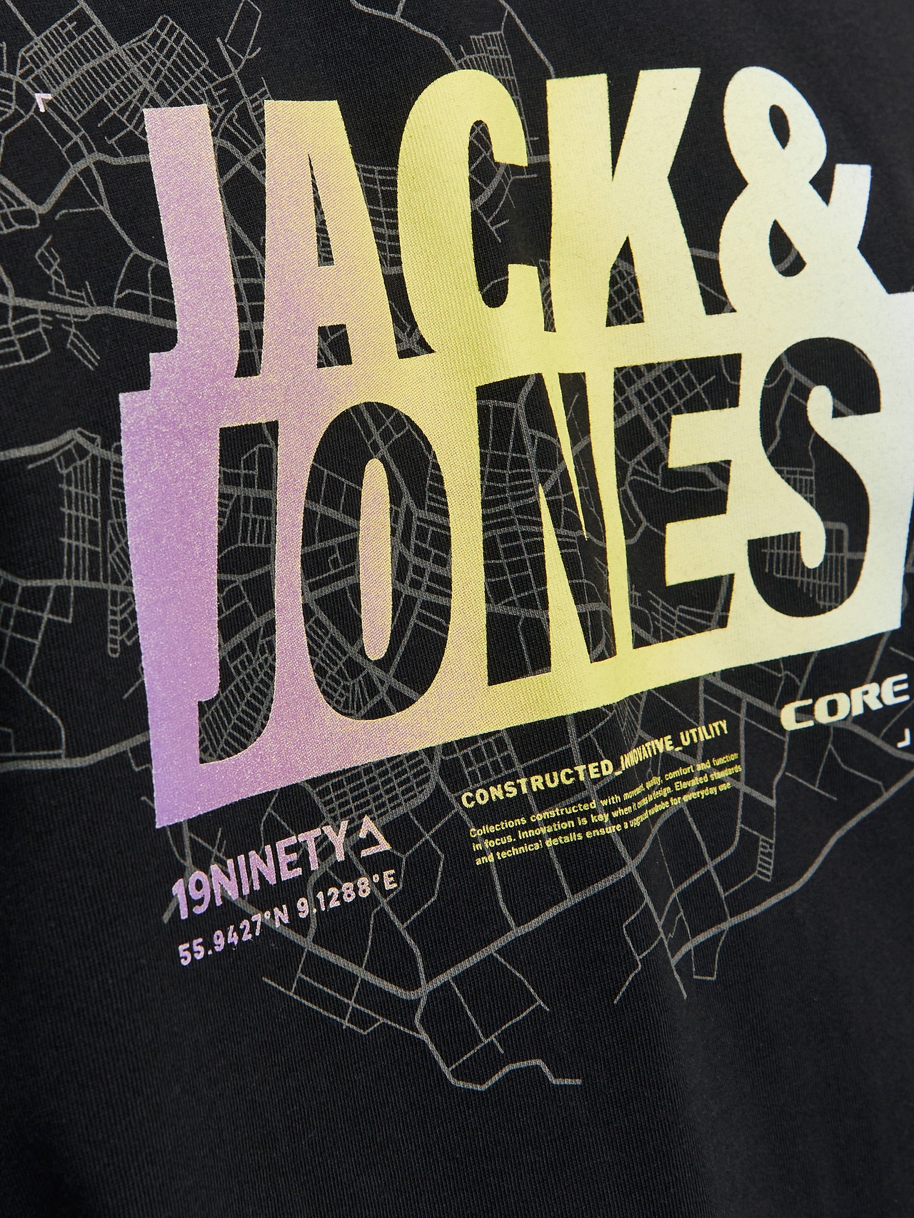 Jack & Jones Nyomott mintás Környak Trikó -Black - 12257908