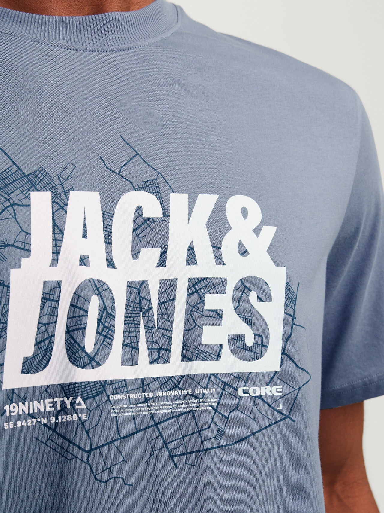 Jack & Jones Printet Crew neck T-shirt -Flint Stone - 12257908