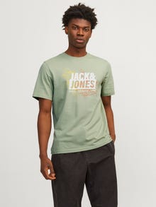 Jack & Jones Tryck Rundringning T-shirt -Desert Sage - 12257908