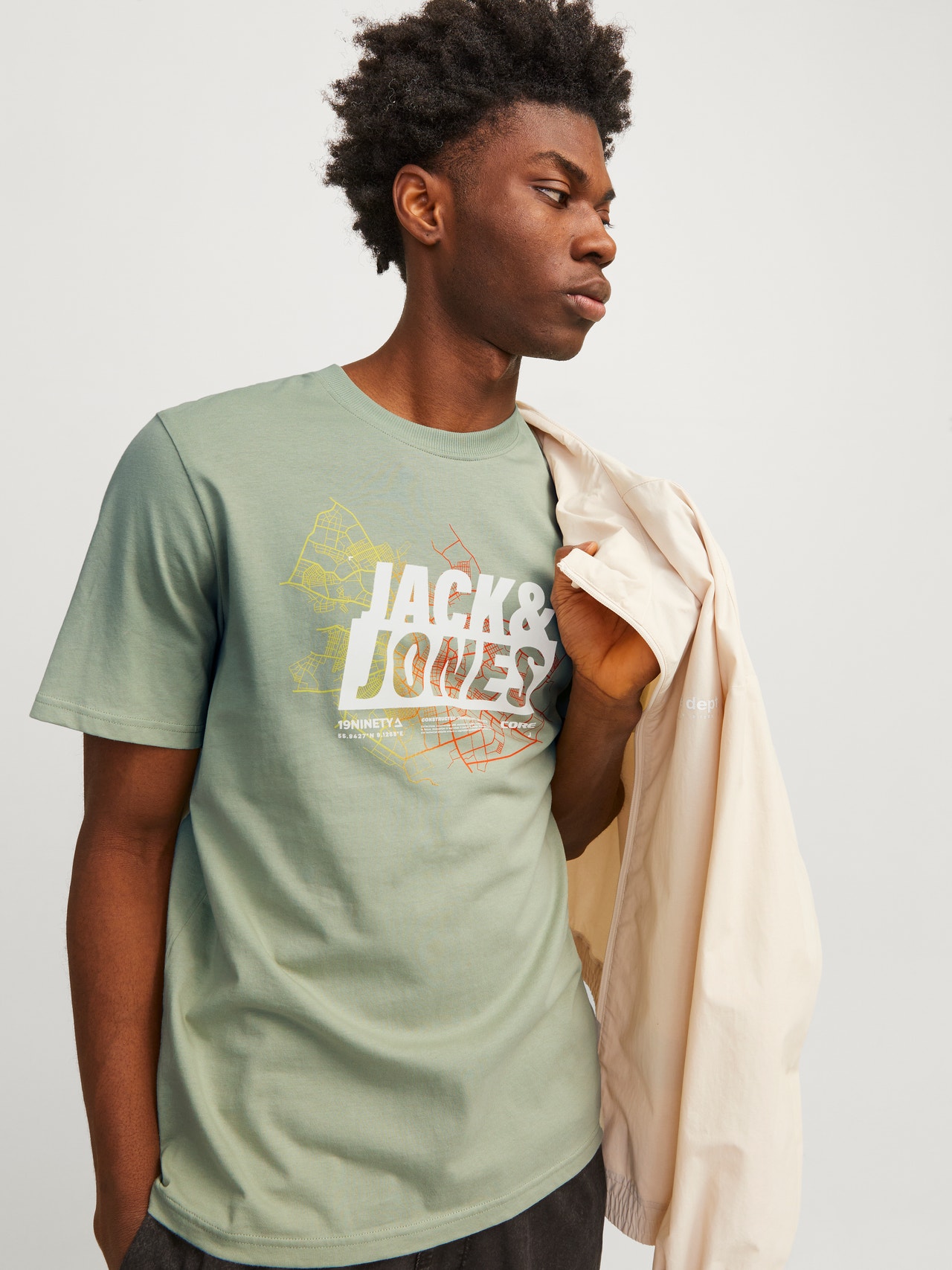 Jack & Jones Tryck Rundringning T-shirt -Desert Sage - 12257908