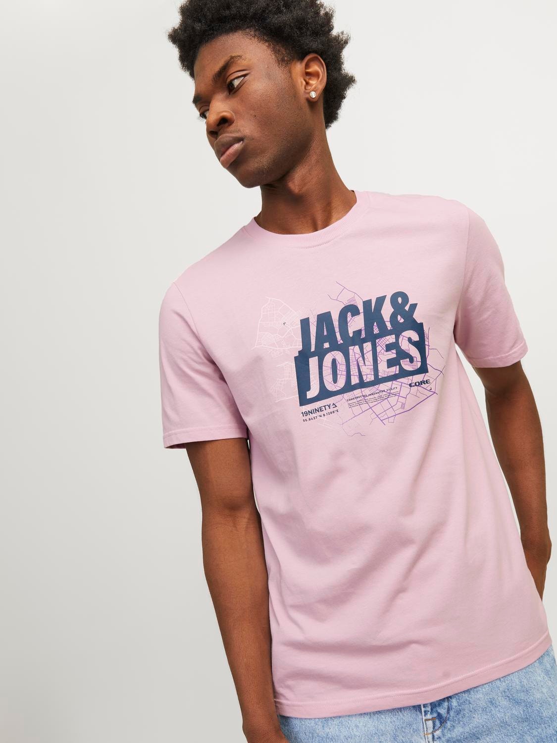 Jack & Jones Tryck Rundringning T-shirt -Winsome Orchid - 12257908