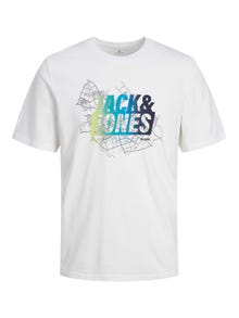 Jack & Jones T-shirt Estampar Decote Redondo -White - 12257908