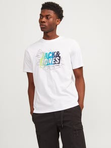 Jack & Jones Painettu Pyöreä pääntie T-paita -White - 12257908