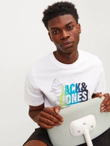 Jack & Jones Painettu Pyöreä pääntie T-paita -White - 12257908