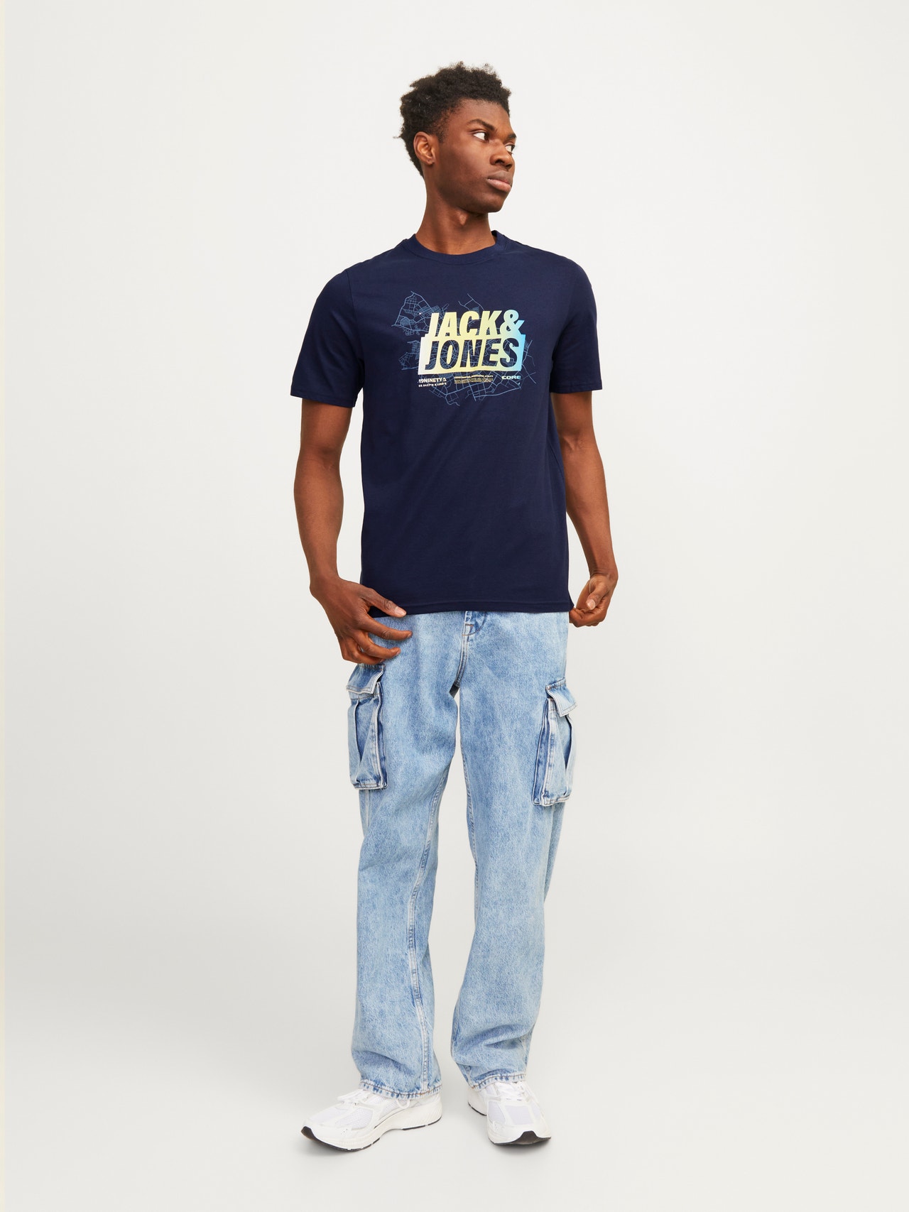 Jack & Jones Printed O-Neck T-shirt -Navy Blazer - 12257908