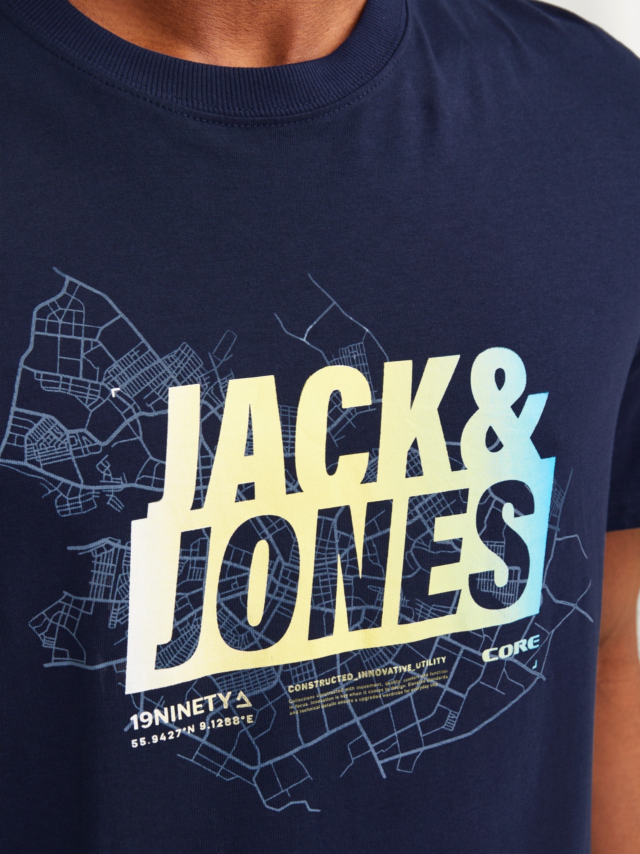 Jack & Jones Printed Crew neck T-shirt -Navy Blazer - 12257908