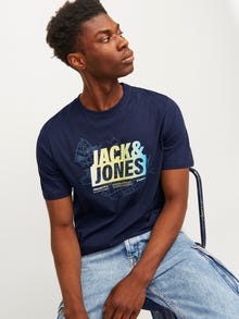 Jack & Jones Trykk O-hals T-skjorte -Navy Blazer - 12257908