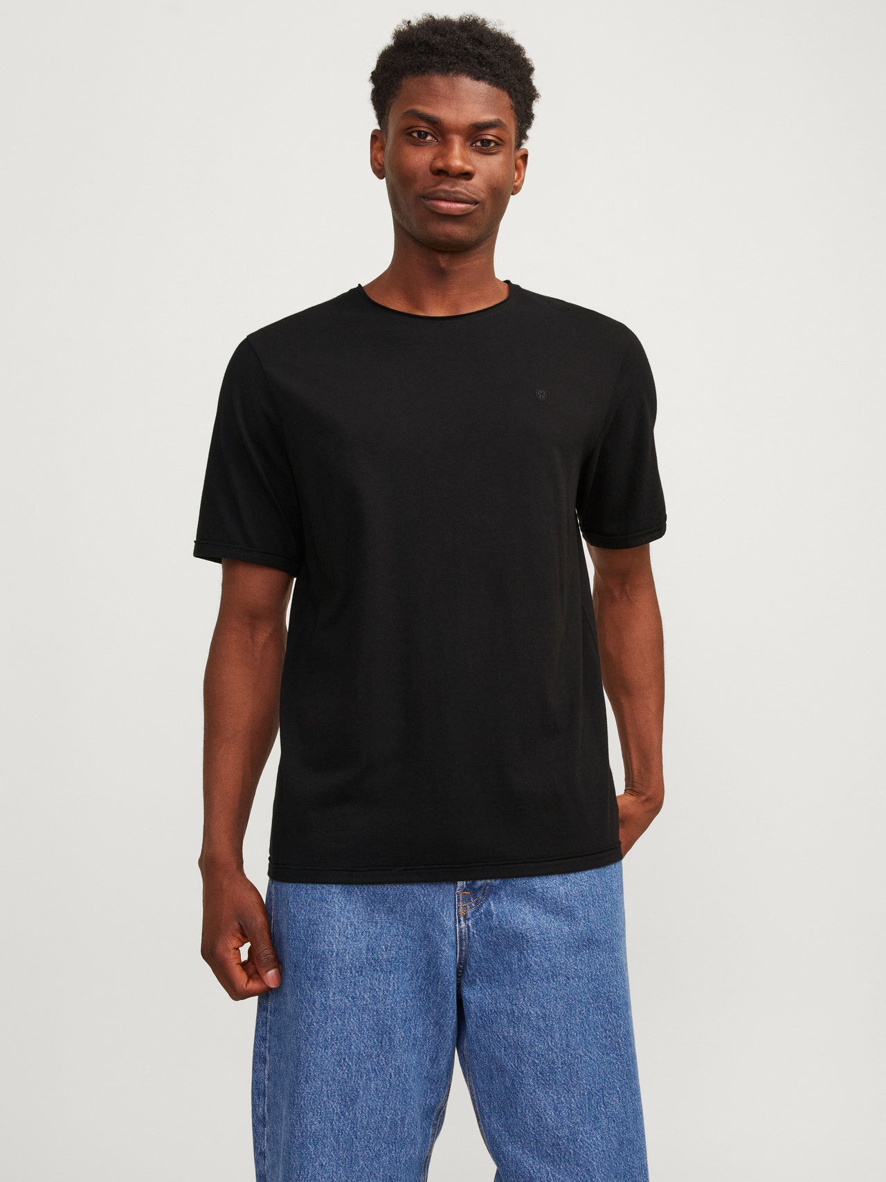 Jack & Jones Enfärgat Rundringning T-shirt -Black - 12257961