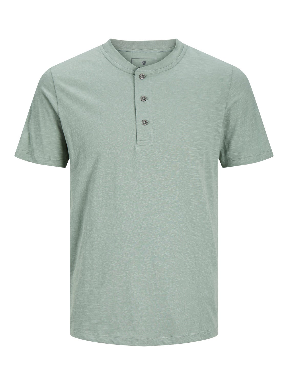 Einfarbig Mandarin Kragen T-shirt | Mittelgrün | Jack & Jones® 