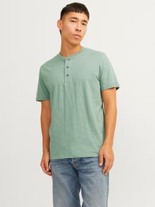 Jack & Jones Einfarbig Mandarin Kragen T-shirt -Lily Pad - 12257965