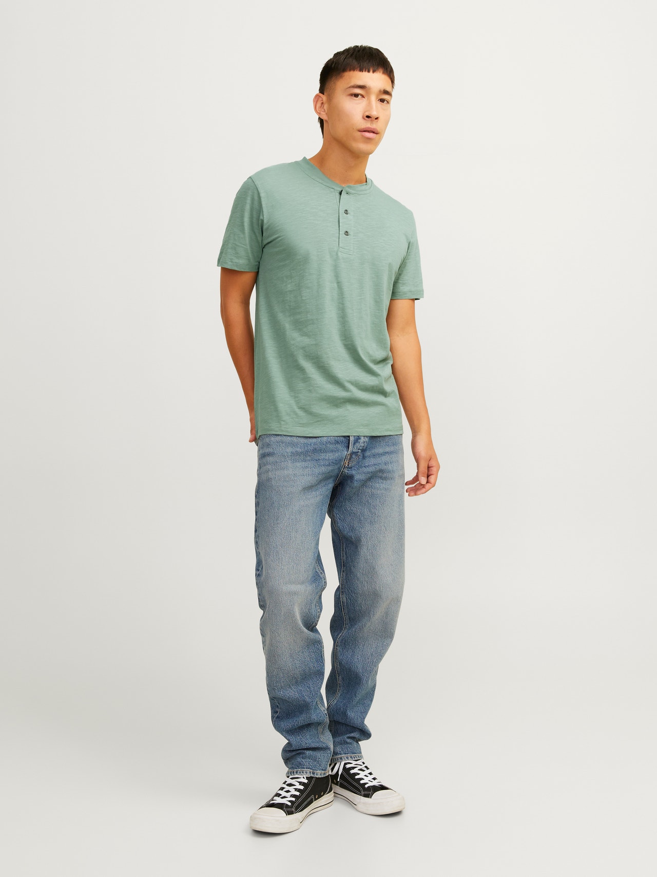 Jack & Jones Bez vzoru Čínský límec Tričko -Lily Pad - 12257965