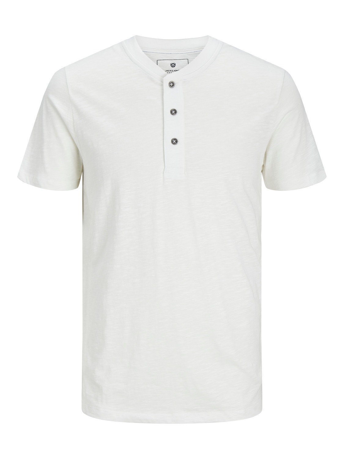 Jack & Jones Plain China Collar T-shirt -Cloud Dancer - 12257965