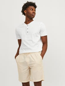 Jack & Jones Plain China Collar T-shirt -Cloud Dancer - 12257965