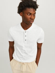 Jack & Jones T-shirt Liso Gola Chinesa -Cloud Dancer - 12257965